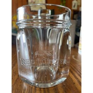 VTG Red Lobster Promo Mason Jar Style Glass Fresh Fish Live Lobster 11oz (G14)
